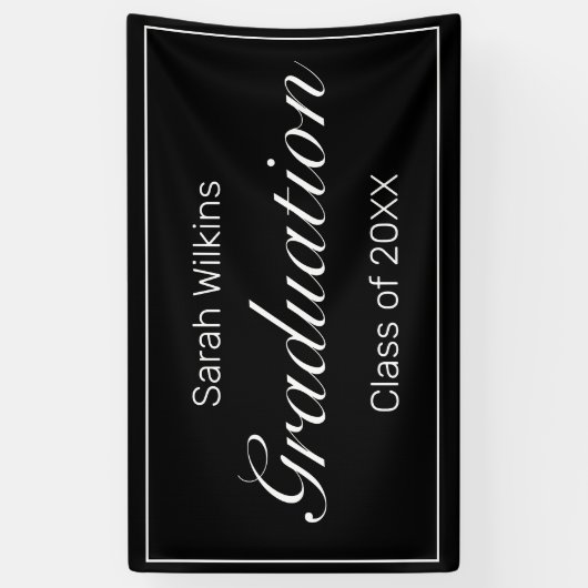 Afstuderen Modern Minimalist Black White Spandoek (Verticaal)