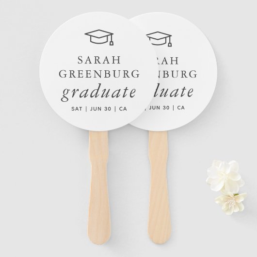 Afstuderen Modern Minimalistisch Eenvoudig grafisc Handwaaier (Voorkant en achterkant)