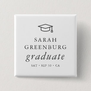 Afstuderen Modern Minimalistisch Eenvoudig grafisc Vierkante Button 5,1 Cm
