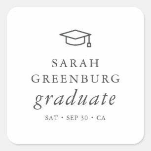 Afstuderen Modern Minimalistisch Eenvoudig grafisc Vierkante Sticker