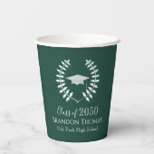 Afstuderen Modern Mortarboard Classic Dark Green Papieren Bekers (Achterkant)