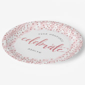 Afstuderen modern roos goud glitter stippen & scri papieren bordje (Gekanteld)