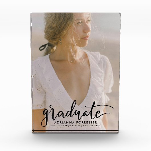 Afstuderen Modern Script Elegant Afstudeerder Foto (Voorkant)