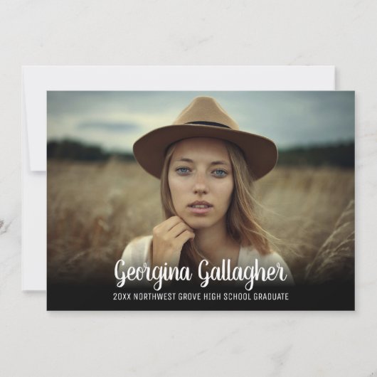 Afstuderen Modern Vette foto | Manuscript naam Afs Aankondiging (Voorkant)