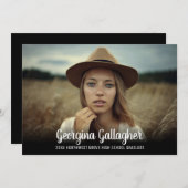 Afstuderen Modern Vette foto | Manuscript naam Afs Aankondiging (Voorkant / Achterkant)