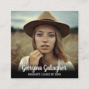 Afstuderen Modern Vette foto   Manuscript naam Afs Vierkante Visitekaartje