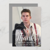 Afstuderen Moderne elegant script foto Dank u Bedankkaart (Voorkant / Achterkant)
