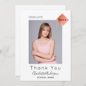 Afstuderen Moderne foto roos Goud bedankkaart (Voorkant / Achterkant)