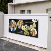 Afstuderen Moderne Foto Zwart en Goud Typografie Spandoek