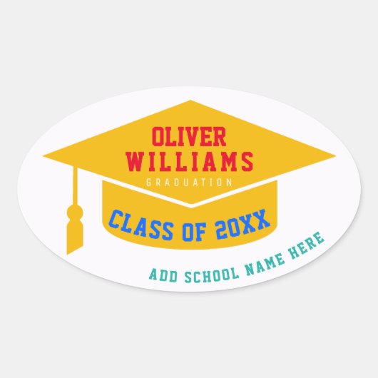 Afstuderen moderne kleur ovale sticker (Voorkant)