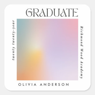 Afstuderen moderne minimale aura pastel-typografie vierkante sticker