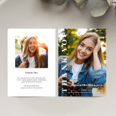 Afstuderen Moderne minimalistische twee foto eenvo Bedankkaart
