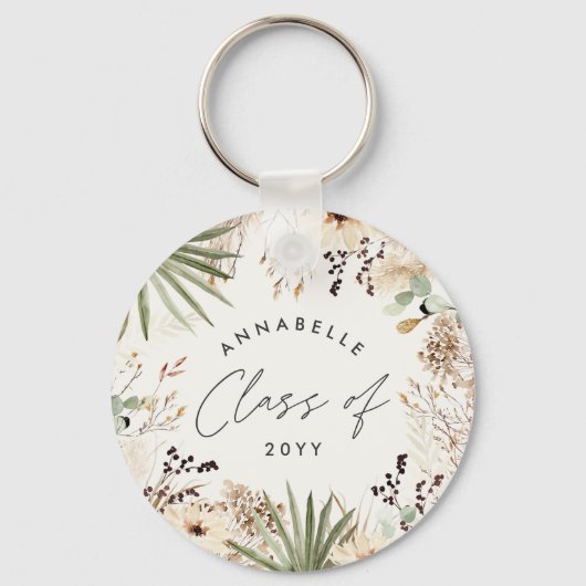 Afstuderen moderne pampas loof elegant chic sleutelhanger (Voorkant)