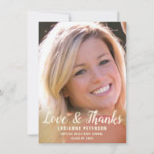 Afstuderen Moderne Script Rustic Rozen Foto Bedankkaart (Voorkant)