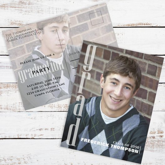 Afstuderen Moderne Simple Twp Photo Afstudeerder E Briefkaart