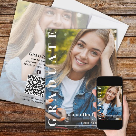 Afstuderen Moderne Twee Foto | QR-code Sociale med Kaart