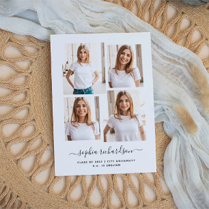 Afstuderen   Moderne vier foto collage lay-out Briefkaart