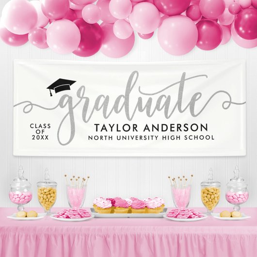 Afstuderen Moderne Zilver de Partij van de Graduat Spandoek