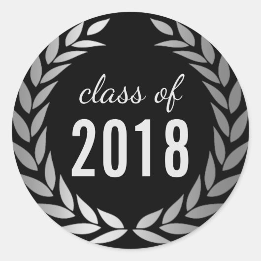 Afstuderen Moderne Zilveren Klasse van 2018 Ronde Sticker (Voorkant)
