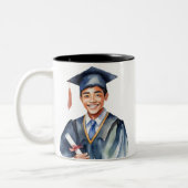 Afstuderen Mok, Aangepaste Naam Klasse van 2025 Gi Tweekleurige Koffiemok (Links)