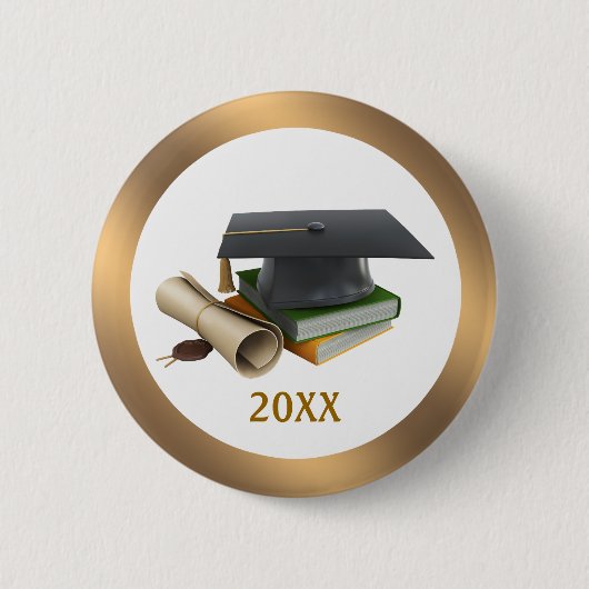 Afstuderen Mortar en diploma Button (Voorkant)