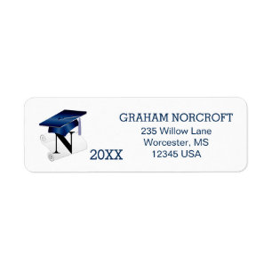 Afstuderen Mortar pet & diploma, letter N Etiket