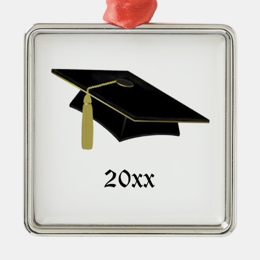 Afstuderen Mortarboard en Tassle in zwart en goud Metalen Ornament (Voorkant)