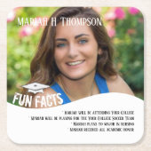 Afstuderen Mortarboard Fun Feit Vierkante Kartonnen Onderzetter (Voorkant)