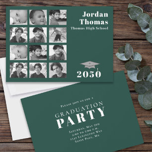 Afstuderen Multi Photo Collage Minimal Donkergroen Kaart