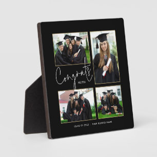 Afstuderen Multi Photo Congrates Name Black Fotoplaat