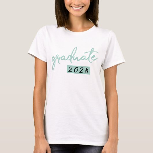 Afstuderen muntscript | Speelse Sage Green Trendy T-shirt (Voorkant)