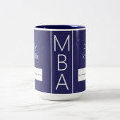 Afstuderen Naam Blue MBA Logo Tweekleurige Koffiemok (Center)