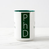 Afstuderen naam Groene graad PhD Tweekleurige Koffiemok (Center)