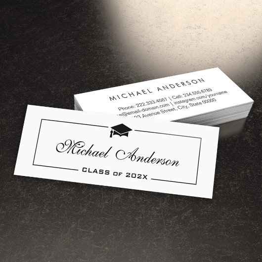 Afstuderen naam Kaart - Elegant Classic Insert Kaa Contactkaartje