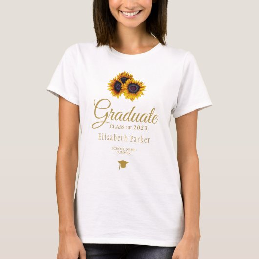 Afstuderen naam rustic floral elegant afstuderen t-shirt (Voorkant)