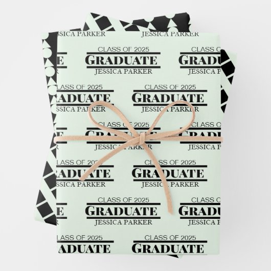 Afstuderen naam Script Geometrisch Inpakpapier Vel (In situ)