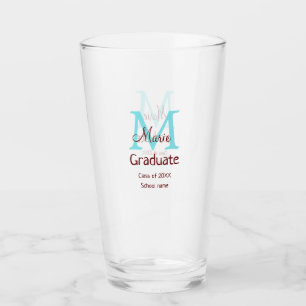 Afstuderen Naam toevoegen Monogram Groen Roze Eenv Glas