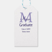 Afstuderen Naam toevoegen Monogram paarse Simple M Cadeaulabel (Achterkant)