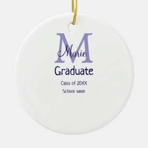 Afstuderen Naam toevoegen Monogram paarse Simple M Keramisch Ornament