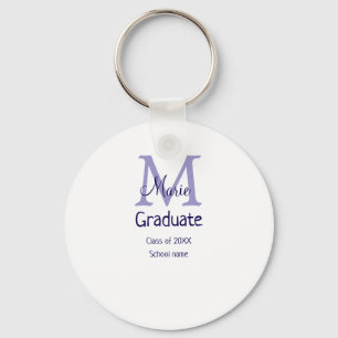 Afstuderen Naam toevoegen Monogram paarse Simple M Sleutelhanger
