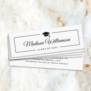 Afstuderen Name Kaart Modern Minimalist Script Contactkaartje