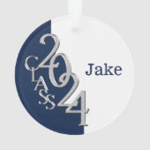 Afstuderen Navy Blue 2024 Foto Ornament (achterkant)
