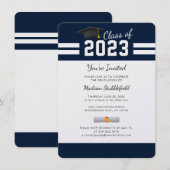 Afstuderen Navy Blue 2025 Afstudeerder Party Kaart (Voorkant / Achterkant)