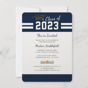 Afstuderen Navy Blue 2025 Afstudeerder Party Kaart