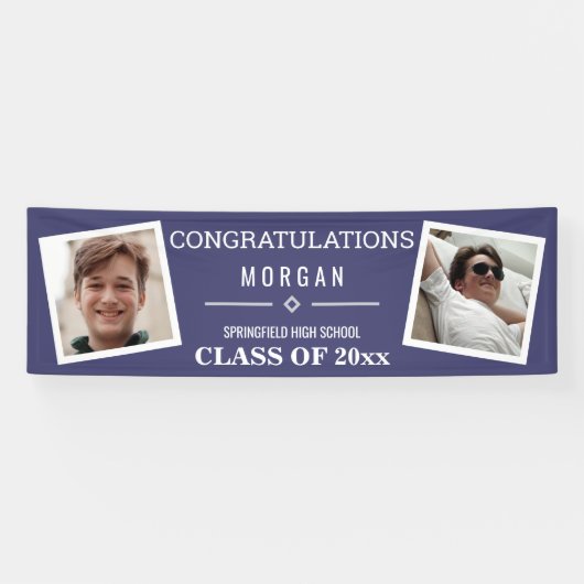 Afstuderen Navy Blue of Class Reunion 2 Foto Spandoek (Horizontaal)