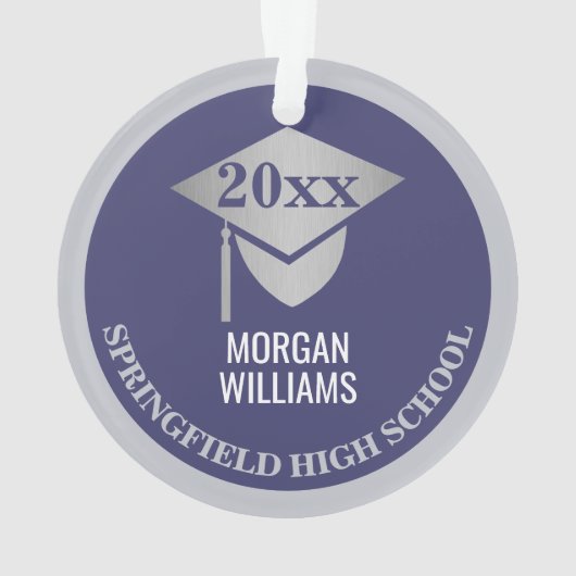 Afstuderen Navy Blue Senior Afbeelding Keepomwille Ornament (achterkant)