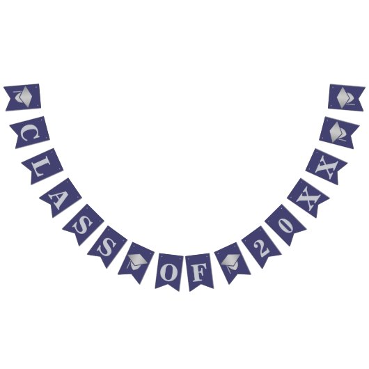 Afstuderen Navy Blue Silver Class of Custom Year Vlaggetjes (Alle)