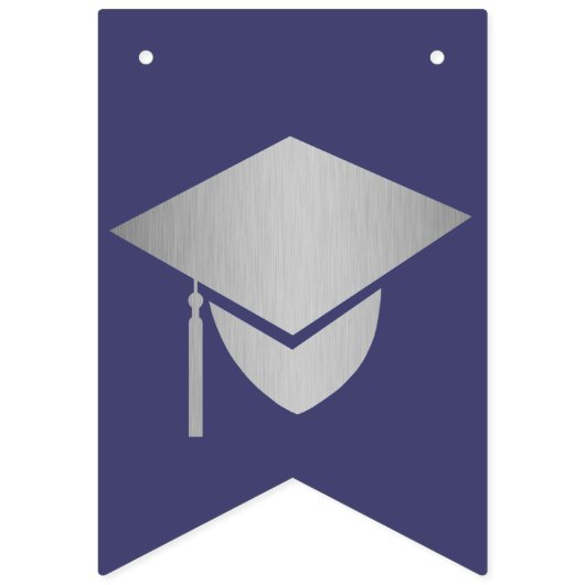 Afstuderen Navy Blue Silver Class of Custom Year Vlaggetjes (Eerste vlag)