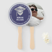 Afstuderen Navy Blue Silver Foto gefeliciteerd Handwaaier (Voorkant en achterkant)