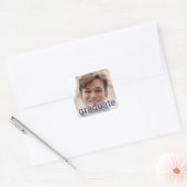 Afstuderen Navy Blue White Overlay Trendy Vierkante Sticker (Envelop)